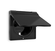 Лицевая панель для электрической розетки с заземлением со шторками и крышкой IP44 QUANT Ambrella Volt ALFA AP8080_AMB