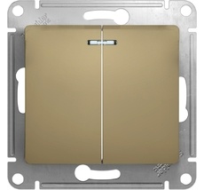 Выключатель встраиваемый двухклавишный с подсветкой (титан) Systeme Electric GSL000453