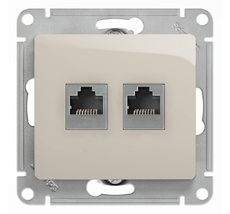 Розетка встраиваемая телефонная RJ-11 + Ethernet RJ-45 (молочный) Systeme Electric GSL000985