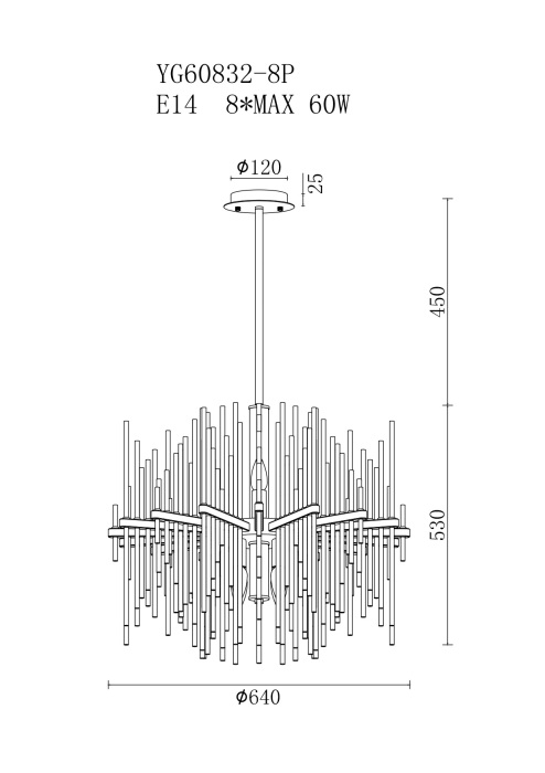 Подвесная люстра Garda Decor 92EL-YG60832-8P