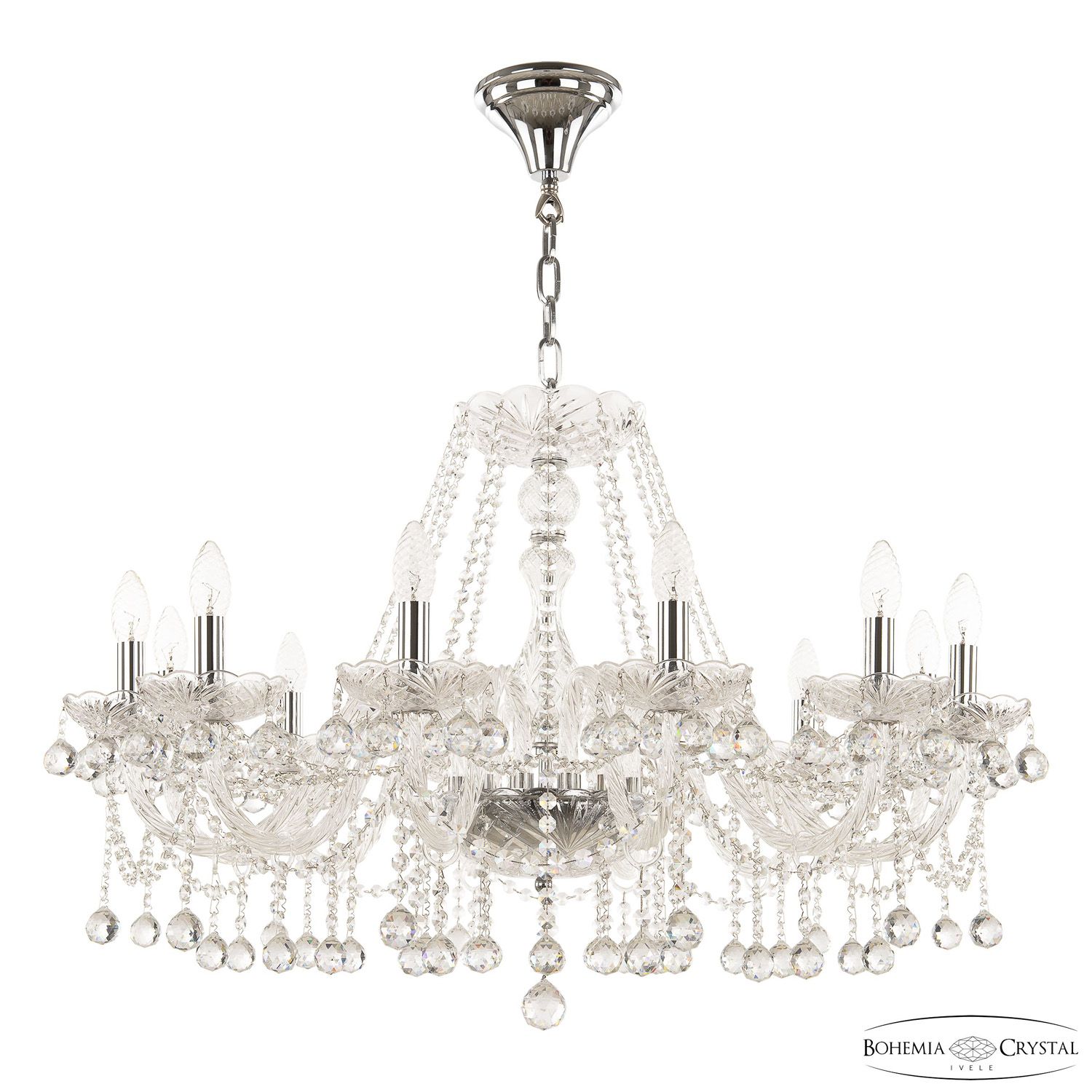 Хрустальная люстра Bohemia Ivele Crystal 108/12/300 Ni_BI