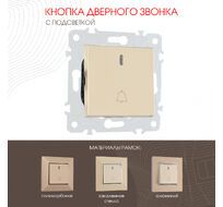Кнопка дверного звонка с подсветкой 10A 250V Arte Milano 203.37-1.shampan