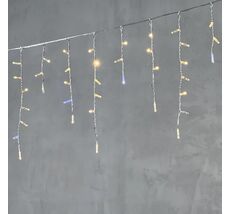 Гирлянда Бахрома с Колпачком 4,9 x 0,5 м Тепло-Белая с Мерцанием Белого Диода 220В, 200 LED, Провод Прозрачный ПВХ, IP65 PIL200BLWCAP-10-2WW