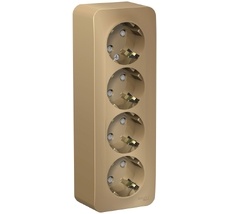 Розетка накладная четверная с заземлением и шторками (титан) Systeme Electric BLNRA011414