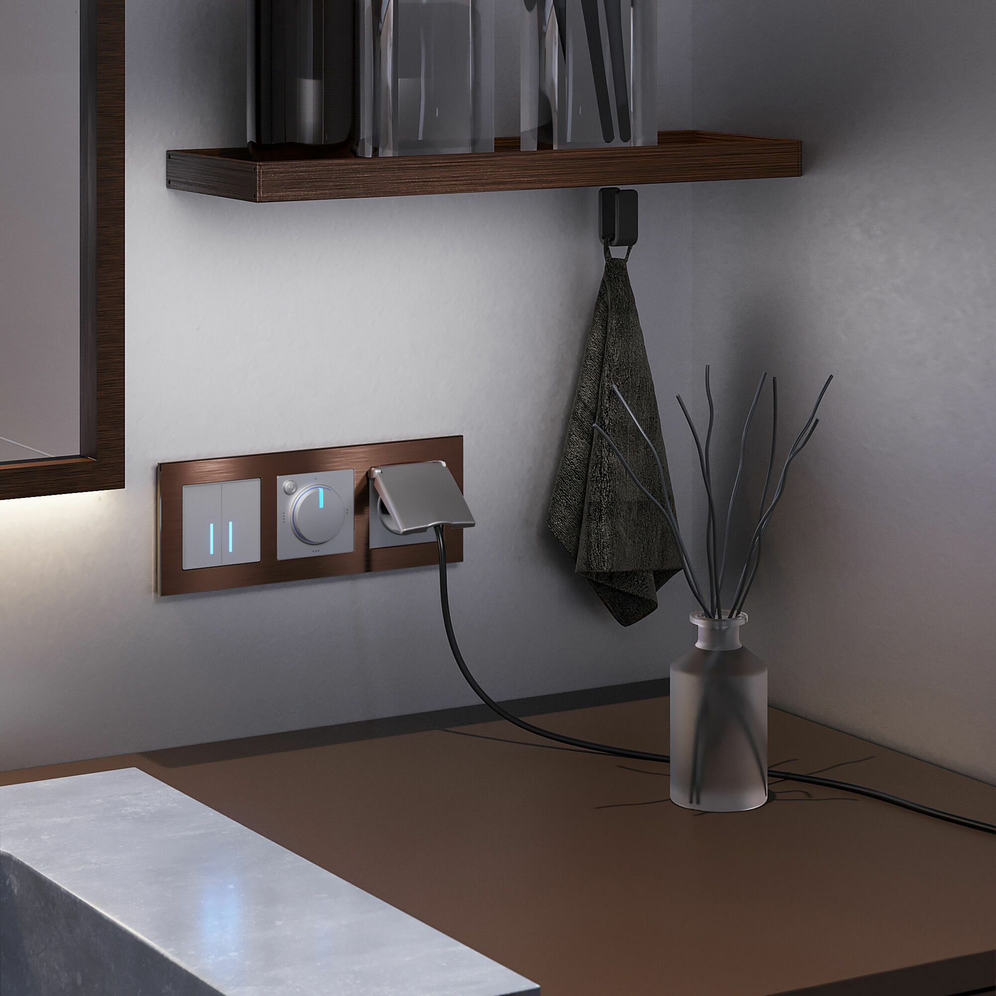 Сенсорный выключатель двухклавишный с подсветкой 1000 Вт Werkel a057681_WR