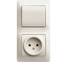 Розетка встраиваемая без заземления с одноклавишным выключателем (бежевый) Systeme Electric GSL000260