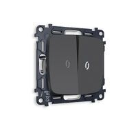 Выключатель двузхлавишный с подсветкой 5600K Ambrella Volt OMEGA мягкое касание QUANT MO904015_AMB