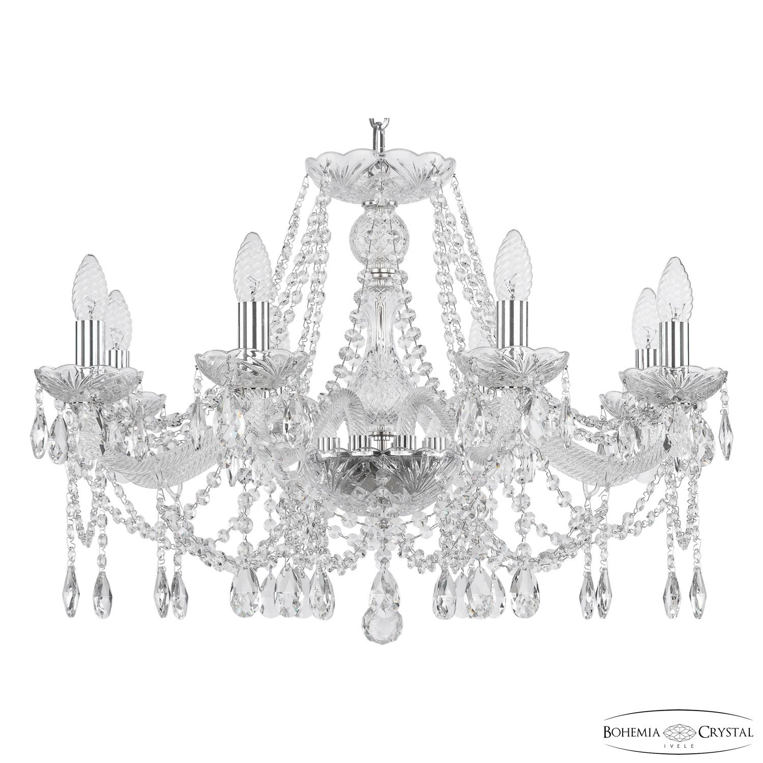 Хрустальная люстра Bohemia Ivele Crystal 107/8/240 Ni_BI