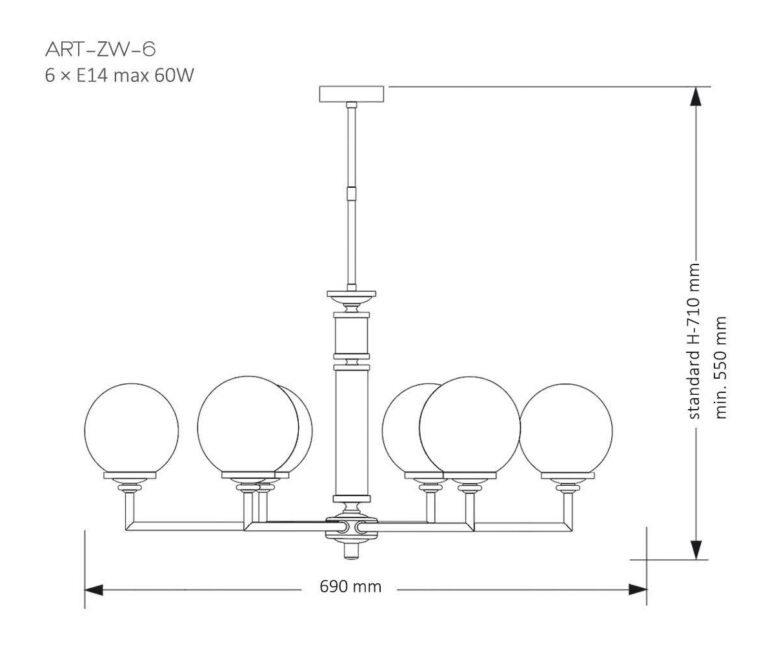 Подвесная люстра Kutek MOOD ARTU GLASS ART-ZW-6(N)G