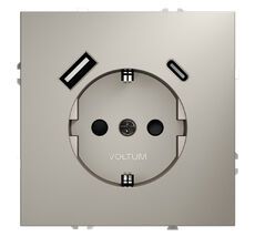 Розетка встраиваемая VOLTUM S70 с заземлением и защитными шторками, 16А, с USB, A+С VLS040503