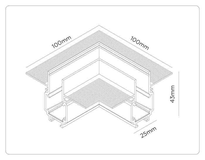 Коннектор угловой для встраиваемого шинопровода под ГКЛ 13мм Magnetic 48V 10mm Ambrella GL1971_AMB