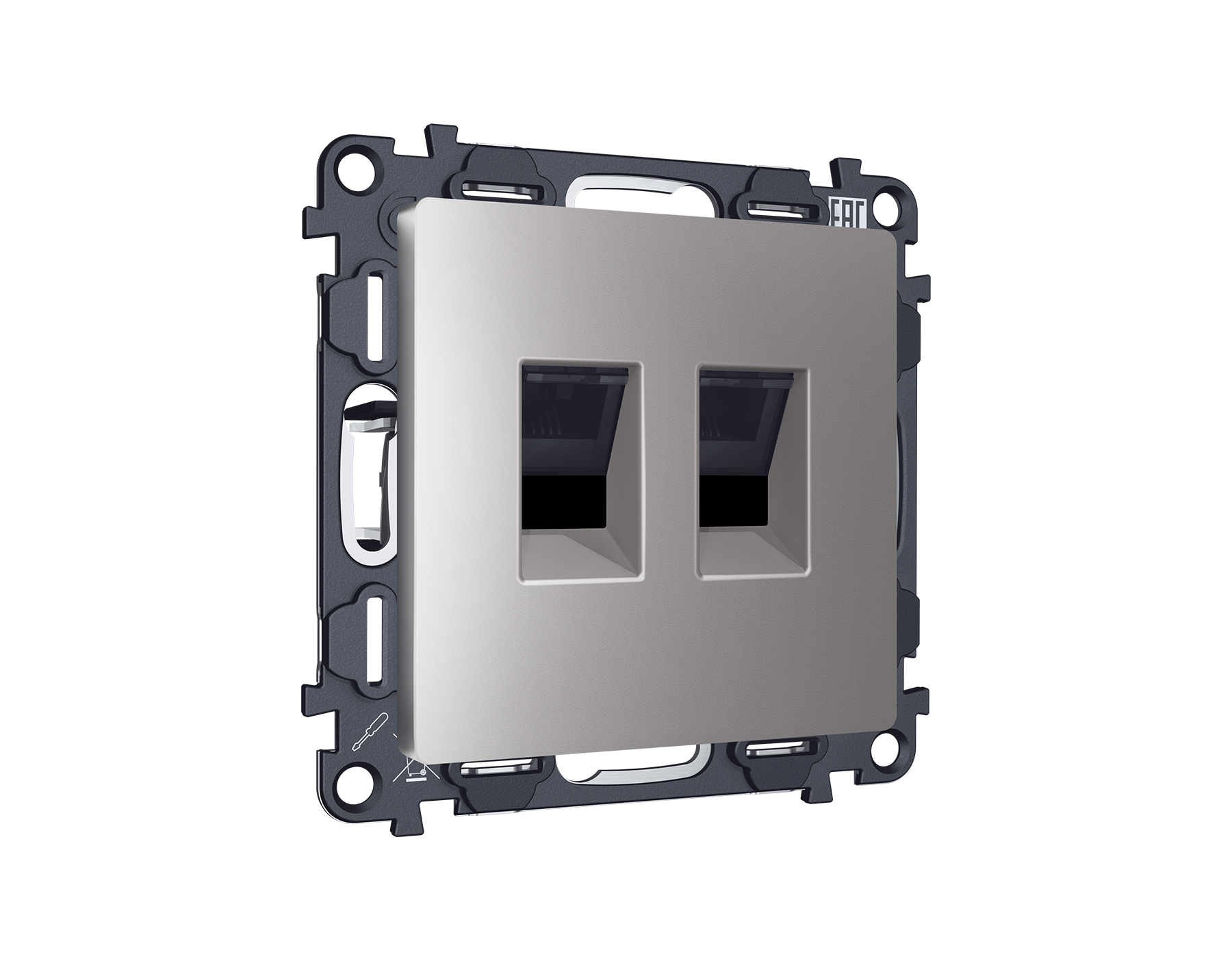 Комплект механизма компьютерной двойной розетки RJ-45 (8P8C) CAT6 с автоматической защитной шторкой ALFA QUANT (AP5121, VM189) Ambrella Volt MA512110_AMB