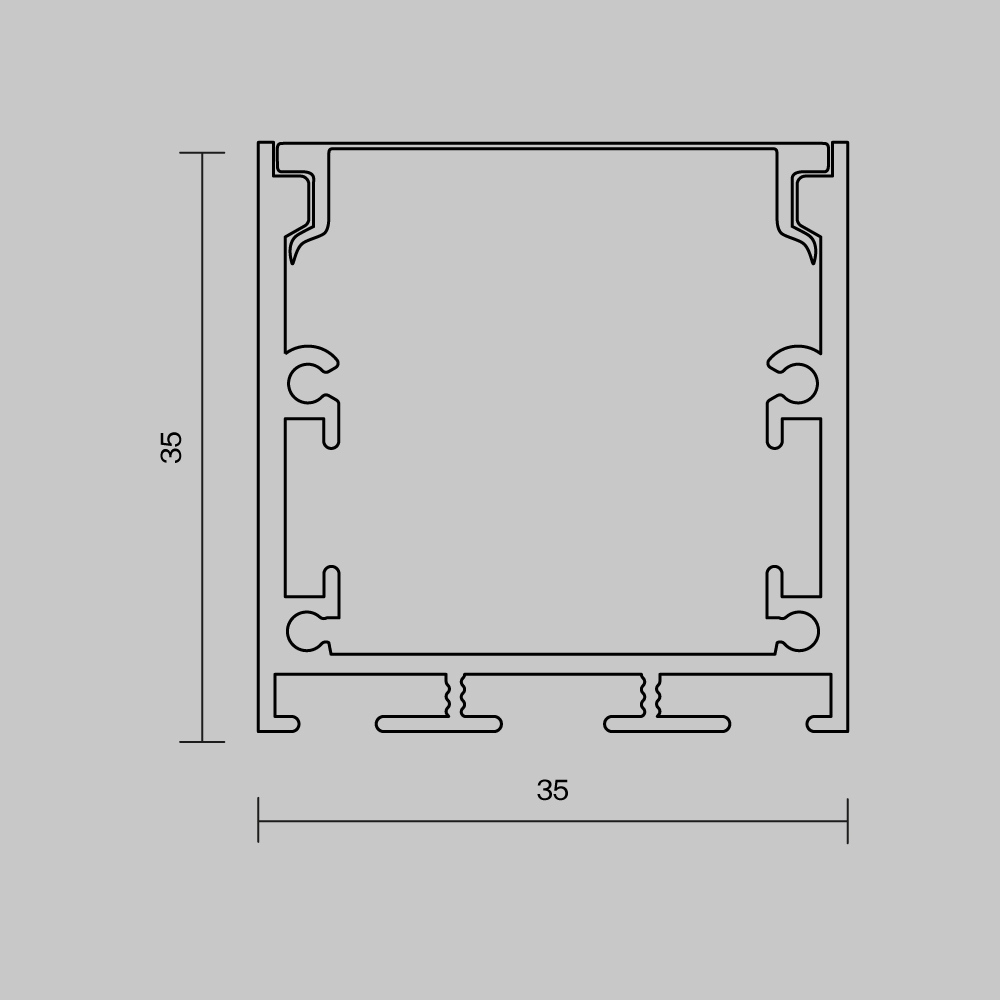 Алюминиевый профиль накладной-подвесной 35x35 (Серебро, 3 м), ALM-3535BT-S-3M Maytoni 633002_MY