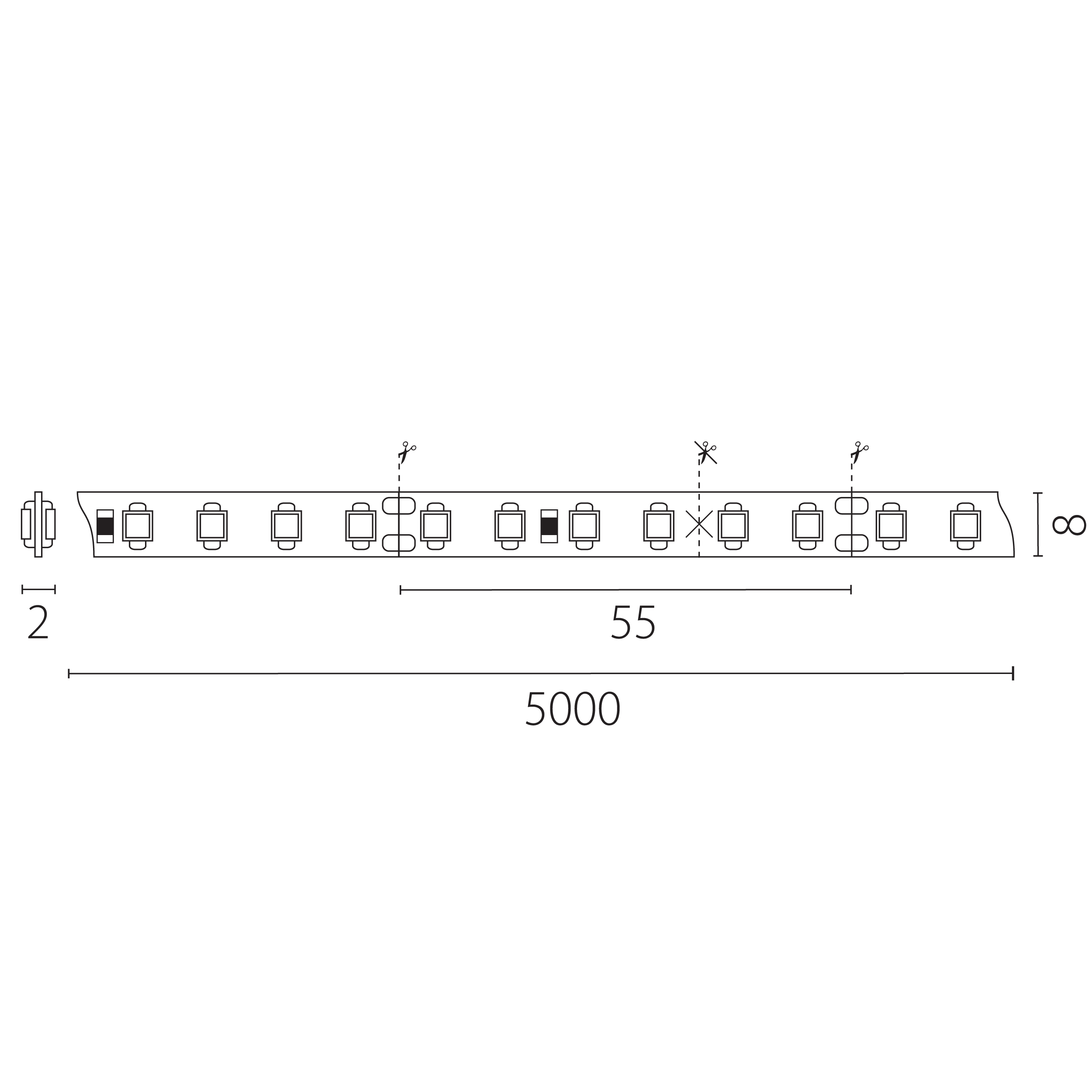 Лента двухсторонняя LIGHTSTAR LED 24V 12W 360G 5m/roll 3000K 420843_LS