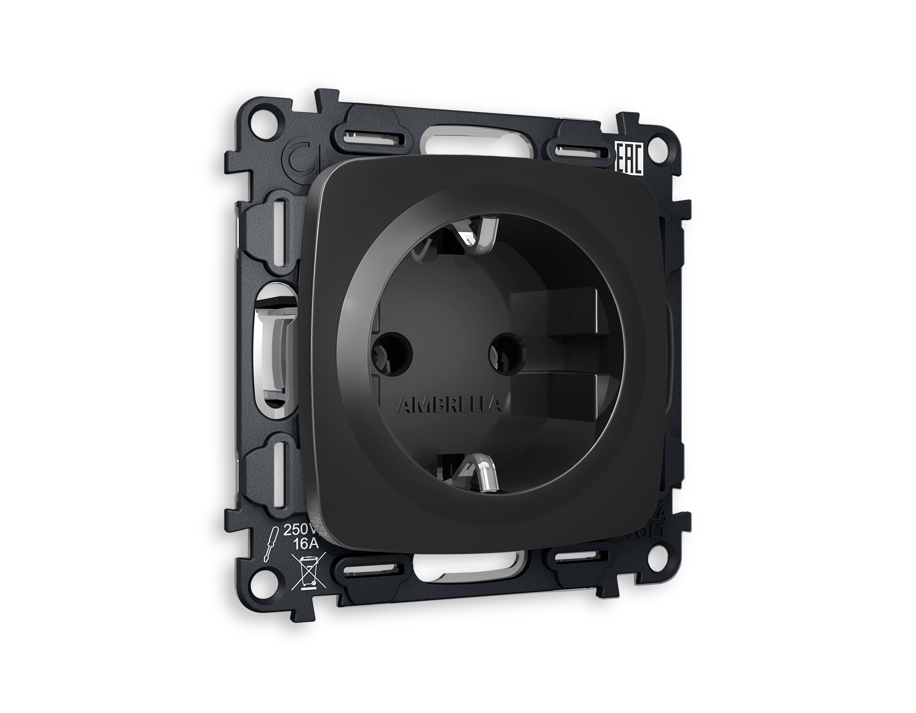 Розетка Ambrella Volt OMEGA с заземлением на винтовых зажимах 2P+E 16A-250V QUANT MO806010_AMB