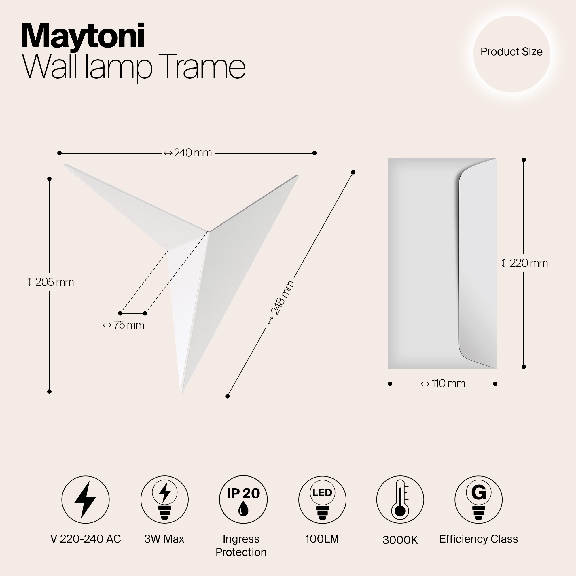 Настенный светильник Maytoni Trame C808WL-L3W_MY