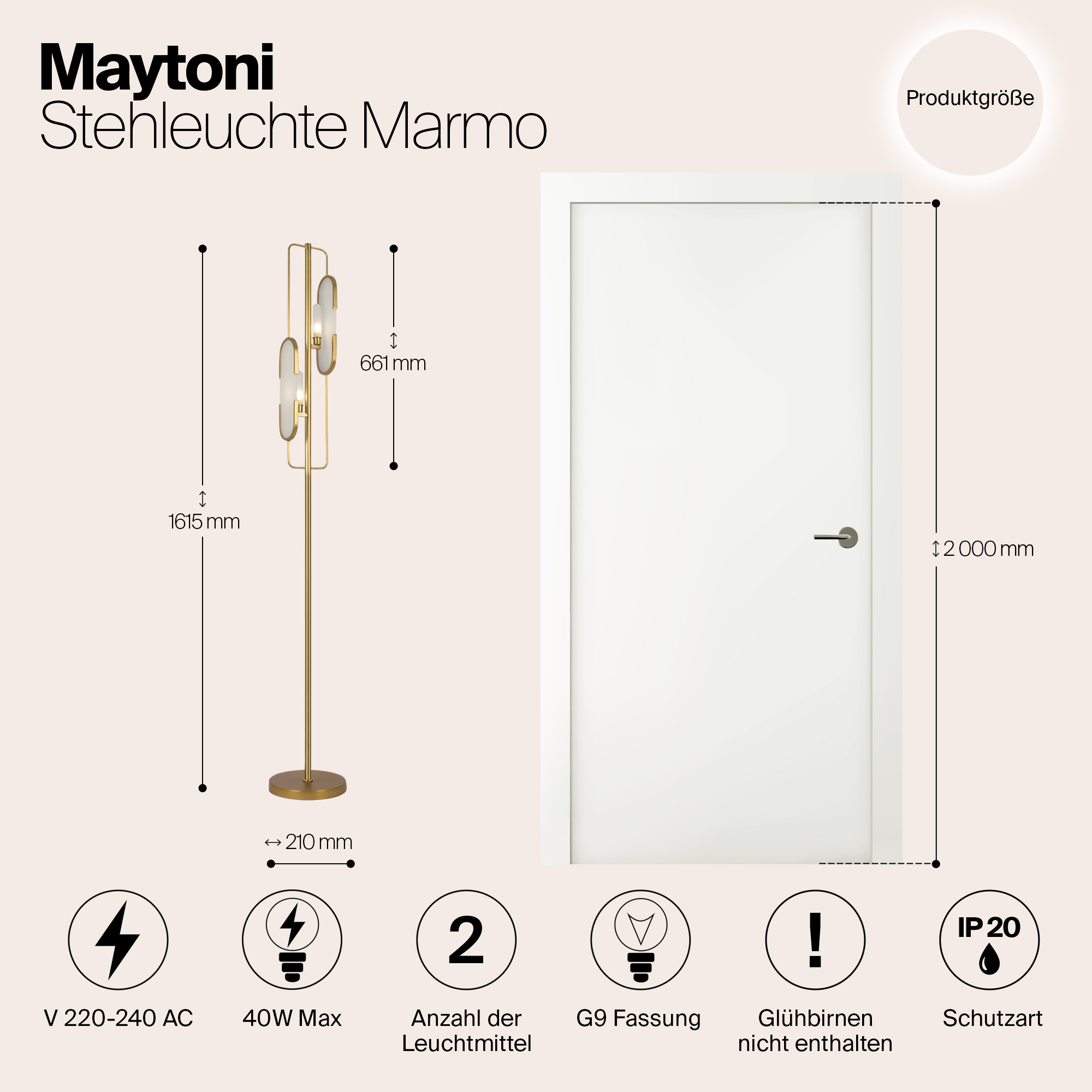 Торшер Maytoni Marmo MOD099FL-02G_MY
