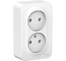 Розетка накладная двойная без заземления со шторками (белый) Systeme Electric BLNRA001211