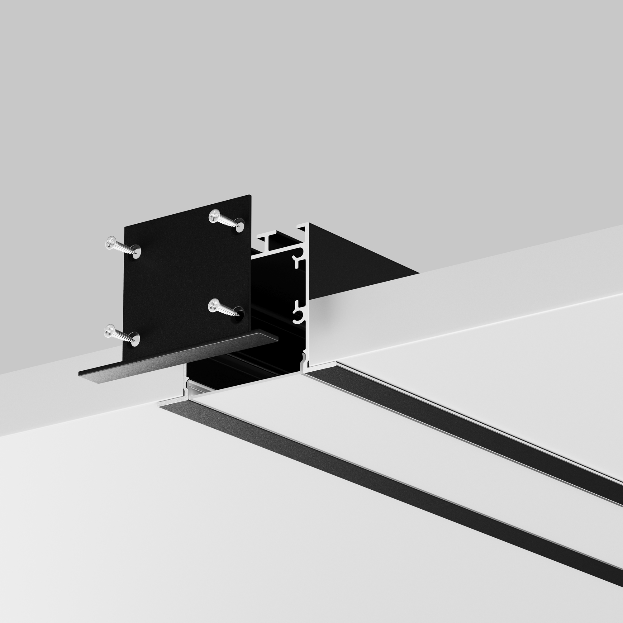 Алюминиевый профиль встраиваемый с накладным фланцем 50x35 (Черный, 2 м), ALM-5035T-B-Maytoni 632012_MY
