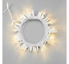 Гирлянда Нить 10м Тепло-Белая 24В, 100 LED, Провод Белый Каучук 2,3мм, IP65 LTC ECO100-8-1WW