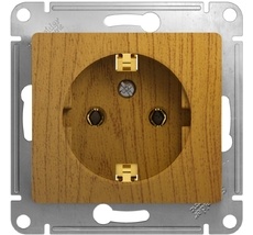 Розетка встраиваемая с заземлением (дуб) Systeme Electric GSL000543