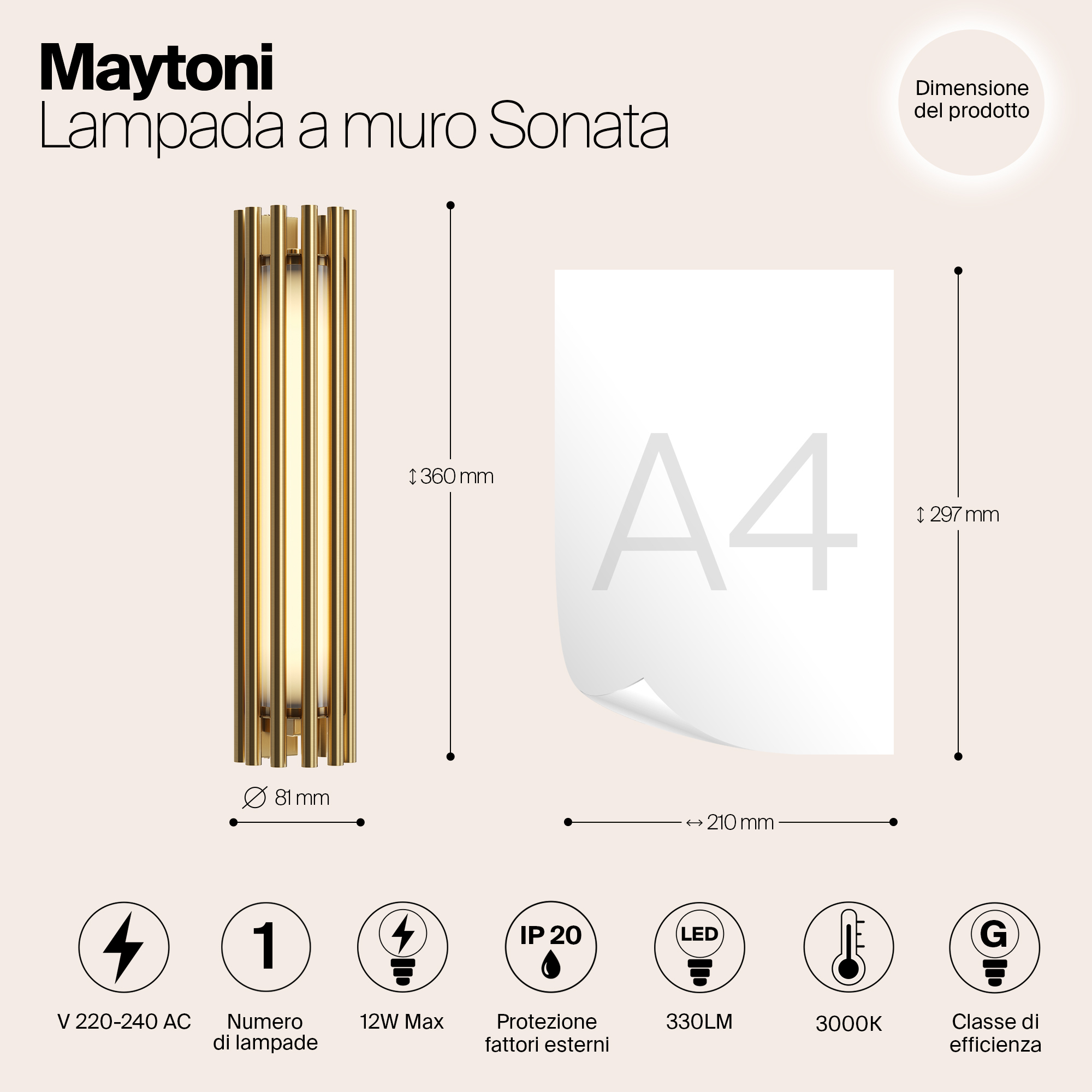 Настенный светильник Maytoni (бра) Sonata MOD410WL-L12BS3K_MY
