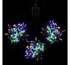 Комплект 3 Разноцветных Нити с Мерцанием Белого Диода по 20м, 600 LED, Провод Черный ПВХ, IP54 KDD600BLW-11-1M