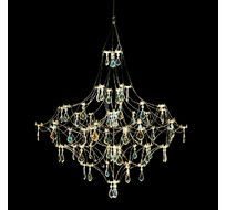 Подвесная люстра светодиодная с пультом и хрустальными подвесками Swarovski MyFar MR2641-66P-50SL