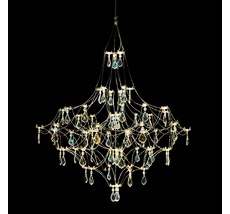 Подвесная люстра светодиодная с пультом и хрустальными подвесками Swarovski MyFar MR2641-66P-50SL