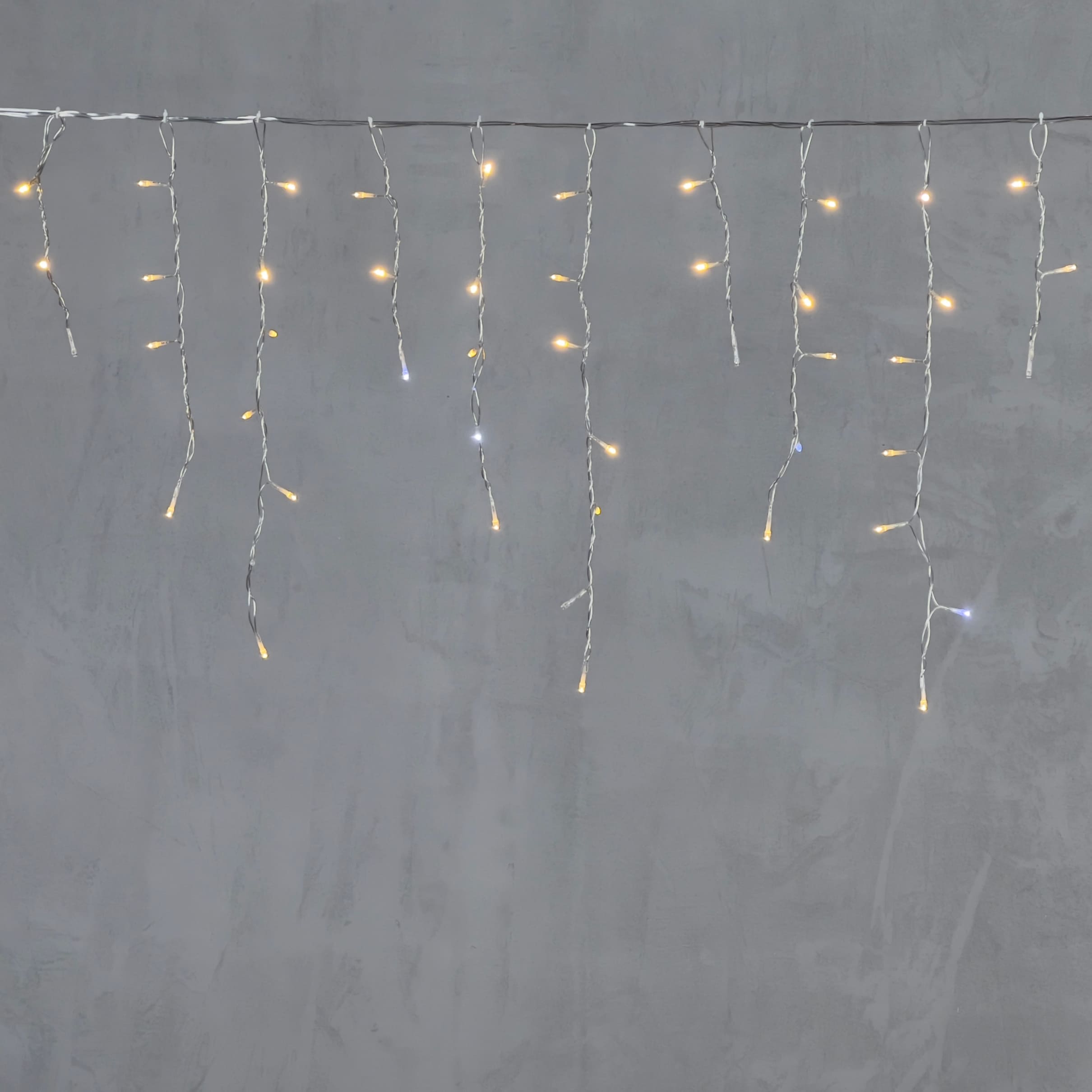 Гирлянда Бахрома 3,1 x 0,5 м Тепло-Белая с Мерцанием Белого Диода 220В, 150 LED, Провод Прозрачный ПВХ, IP54 PIL150BLW-10-2WW