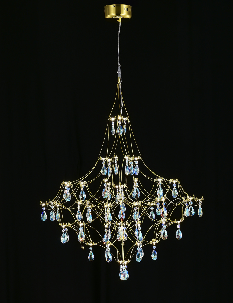 Подвесная люстра светодиодная с пультом и хрустальными подвесками K9 MyFar MR2643-66P-50CD