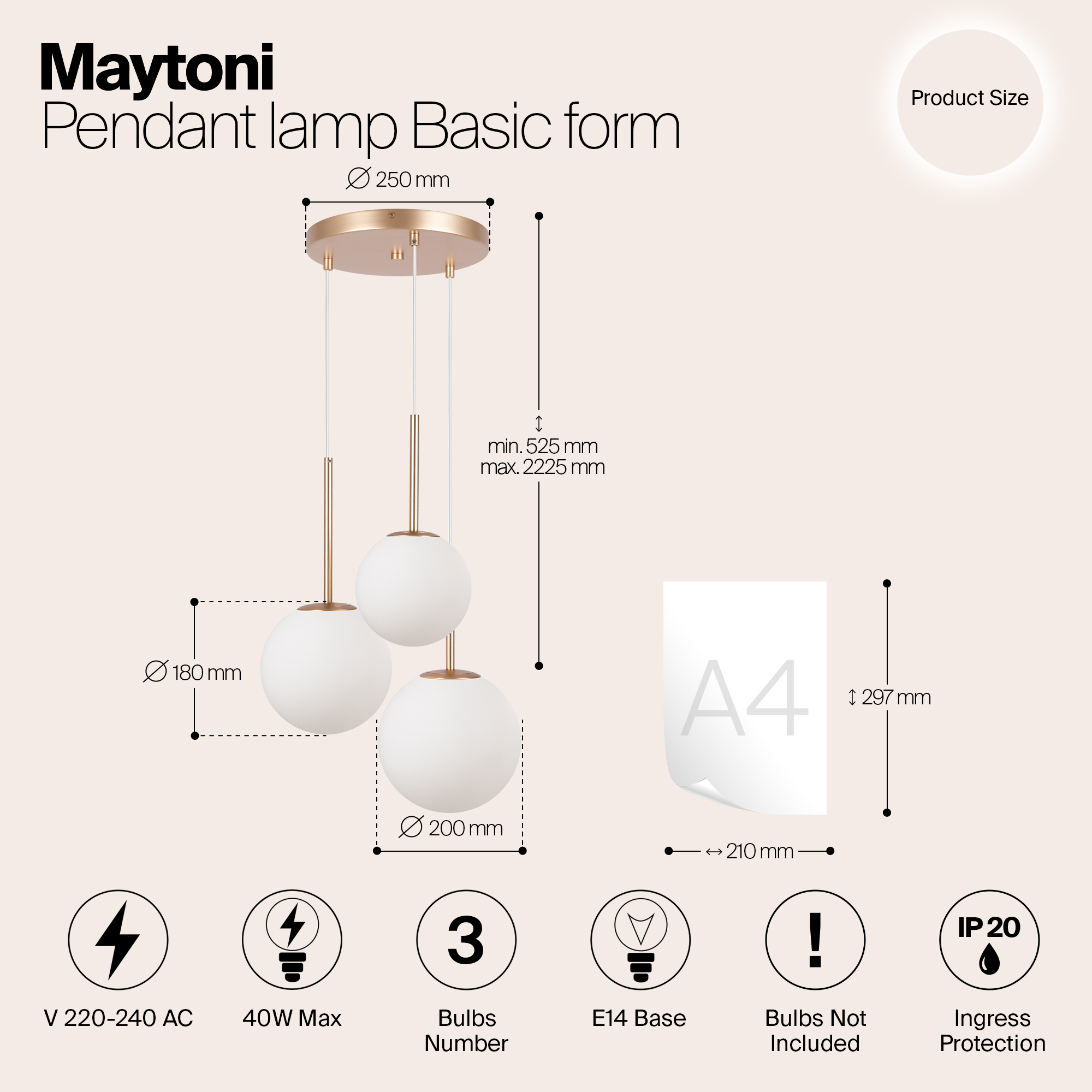 Подвесной светильник Maytoni Basic form MOD321PL-03G1_MY