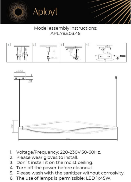 Подвесной светильник LED Aployt APL.783.03.45