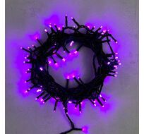 Гирлянда Нить 10м Пурпурная 24В, 100 LED, Провод Черный ПВХ, IP54 PST100-11-1PU