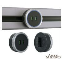 Трековая розетка Arte Milano track-sockets 380066TS LED/USBx2 Grey