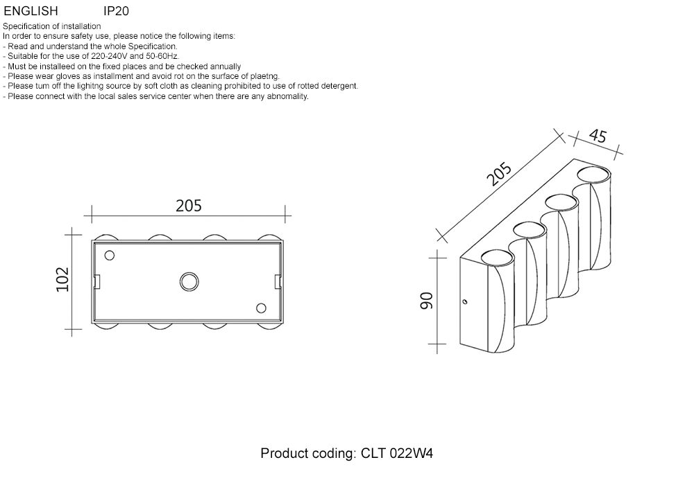 Настенный светильник Crystallux CLT 022 CLT 022W4 BL 4000K_CR