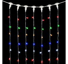 Гирлянда Занавес 2 x 2 м Разноцветный с Мерцанием Белого Диода 220В, 400 LED, Провод Прозрачный ПВХ, IP54 PCL402BLW-10-2M