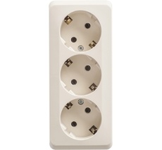 Розетка накладная тройная с заземлением (кремовый) Systeme Electric PA16-011K