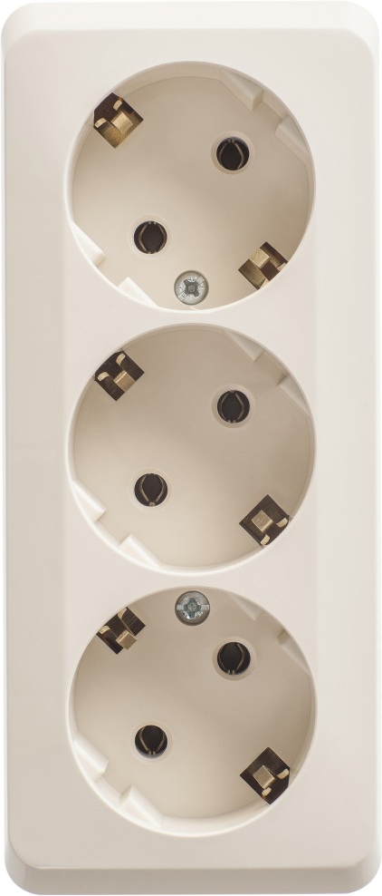Розетка накладная тройная с заземлением (кремовый) Systeme Electric PA16-011K