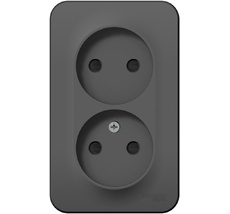 Розетка накладная двойная без заземления со шторками (антрацит) Systeme Electric BLNRA001216