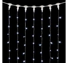 Гирлянда Занавес 2 x 2 м Белый с Мерцанием Белого Диода 220В, 400 LED, Провод Прозрачный ПВХ, IP54 PCL402BLW-10-2W