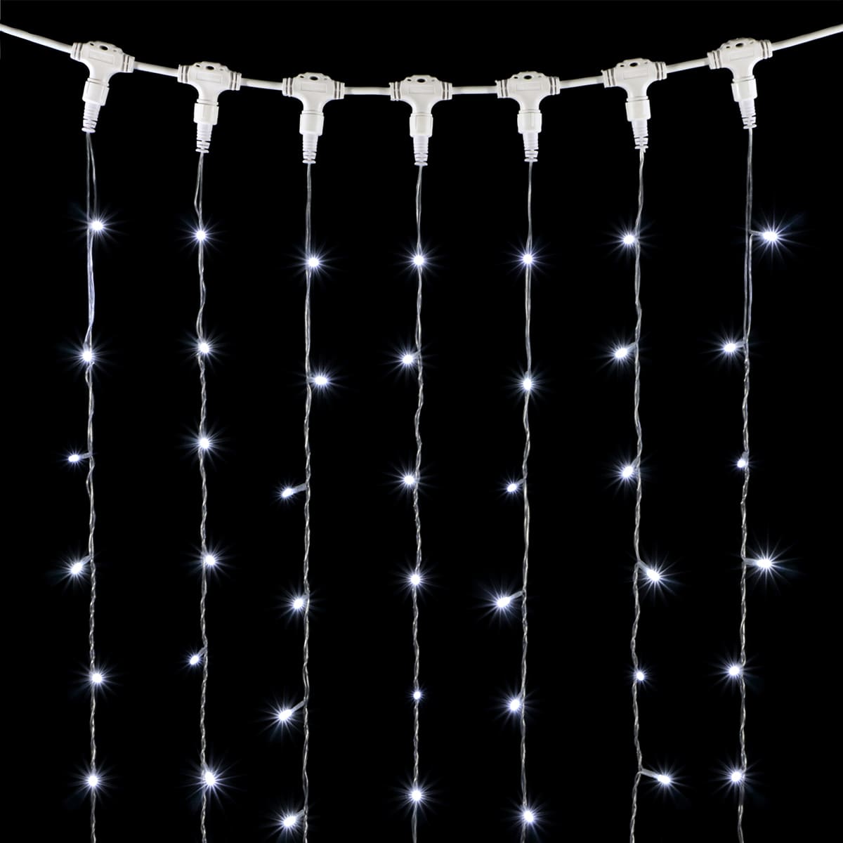 Гирлянда Занавес 2 x 3 м Белый с Мерцанием Белого Диода 220В, 600 LED, Провод Прозрачный ПВХ, IP54 PCL602BLW-10-2W