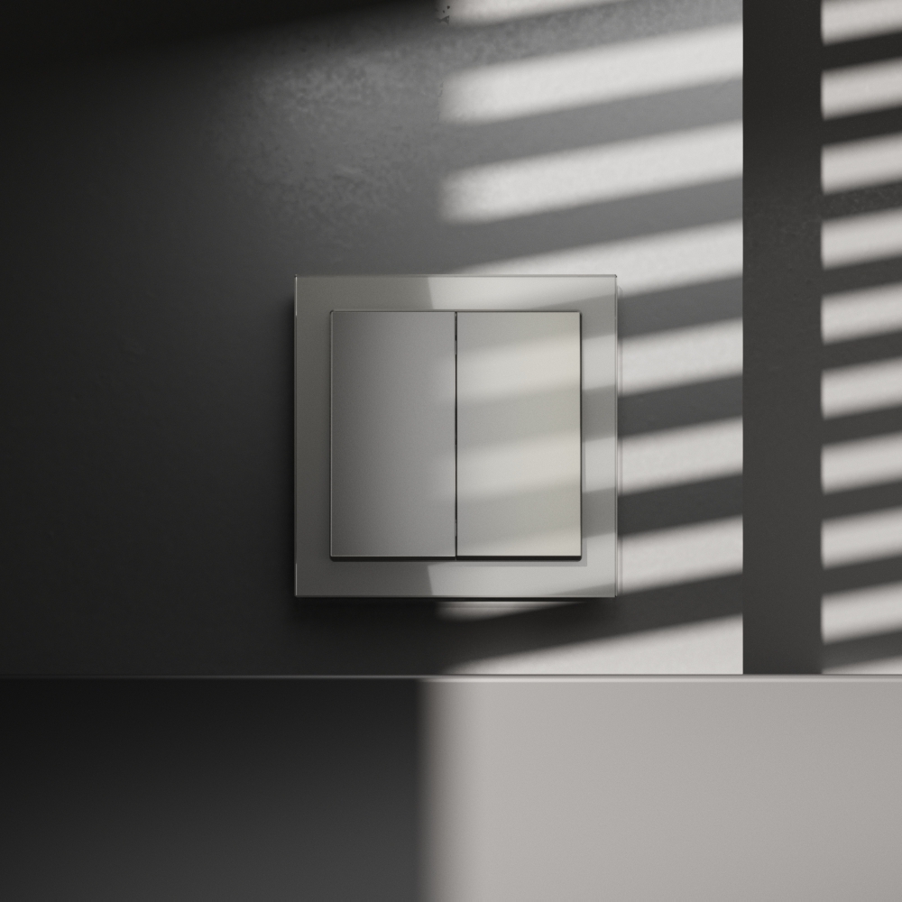 Перекрестный переключатель встраиваемый VOLTUM S70 двухклавишный 10А VLS020504