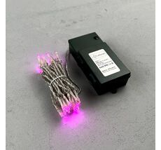 Гирлянда Нить на Батарейках 5м Розовая, 50 LED, Провод Прозрачный Силикон, IP65 EST50-4W10-8P