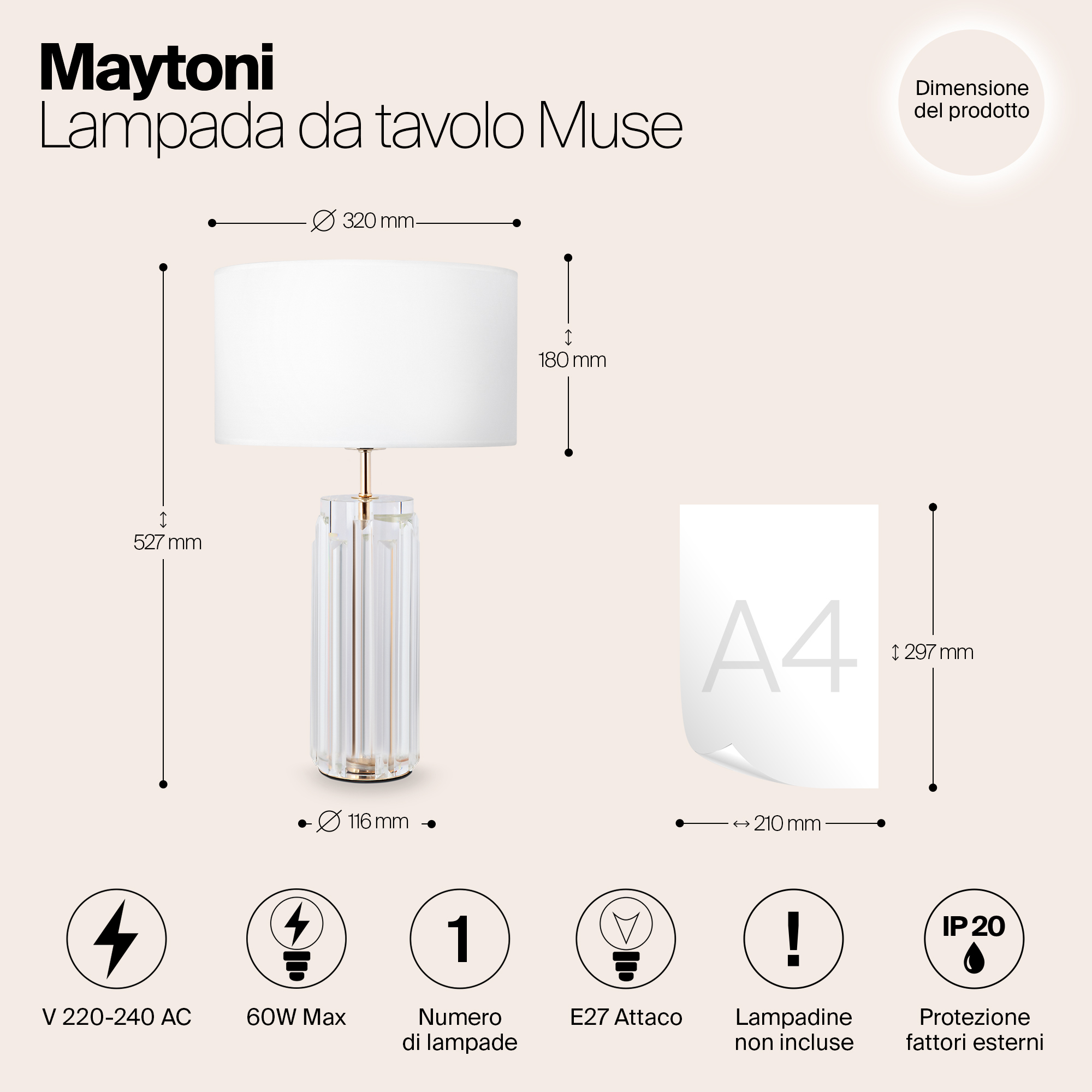Настольный светильник Maytoni Muse MOD304TL-01G_MY