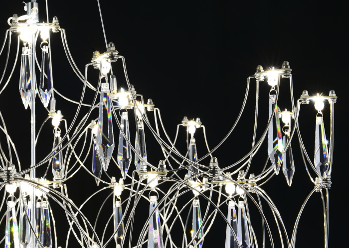 Подвесная люстра светодиодная с пультом и хрустальными подвесками Asfour MyFar MR2650-57P-76AP