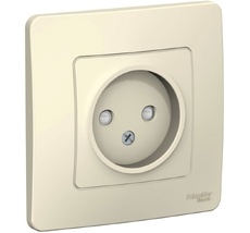 Розетка встраиваемая без заземления со шторками (молочный) Systeme Electric BLNRS000112