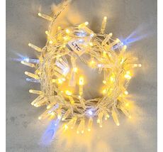 Гирлянда Нить с Колпачком 10м Тепло-Белая с Мерцанием Белого Диода 24В, 100 LED, Провод Прозрачный ПВХ, IP65 PST100BLWCAP-10-1WW