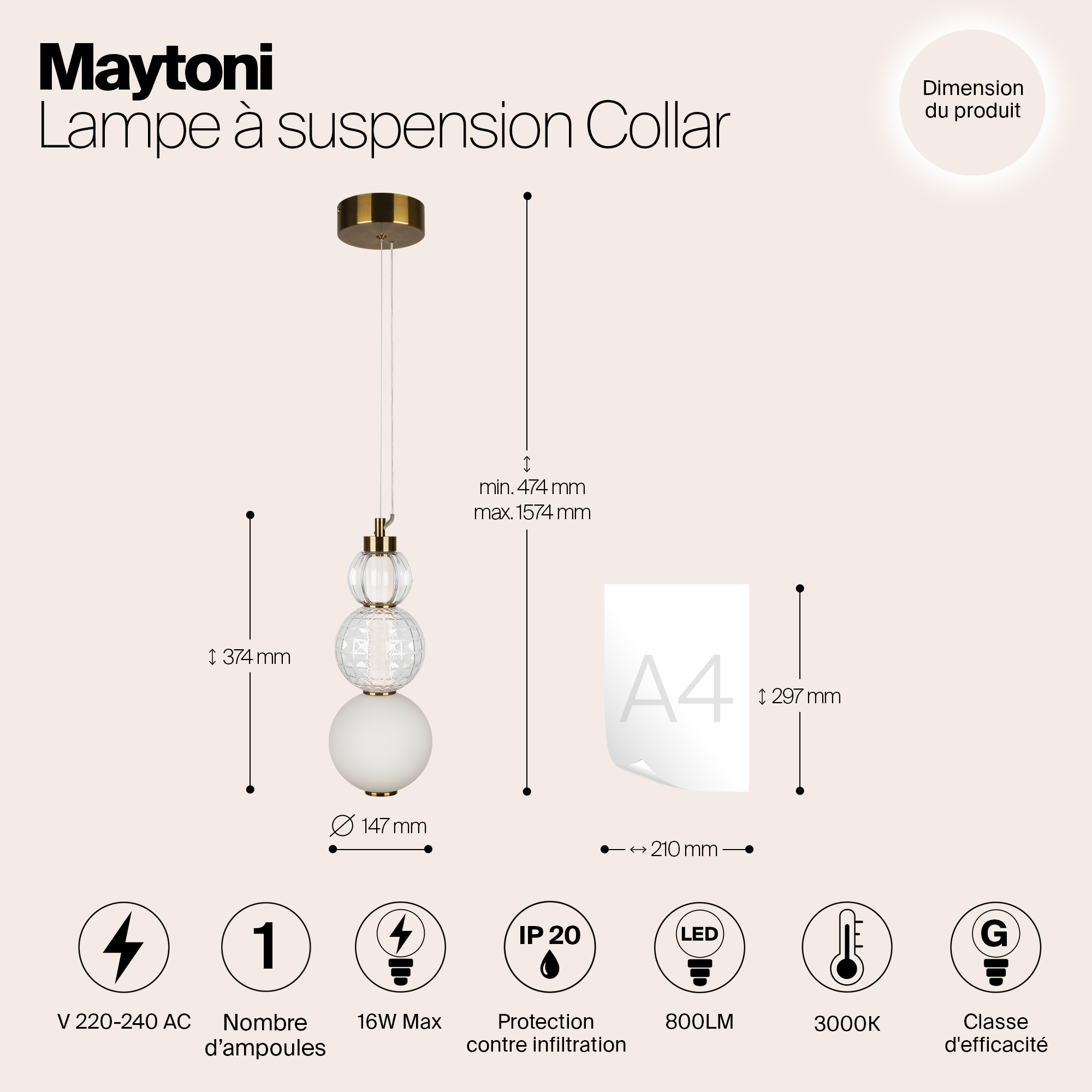Подвесной светильник Maytoni Modern Collar P069PL-L16G3K_MY