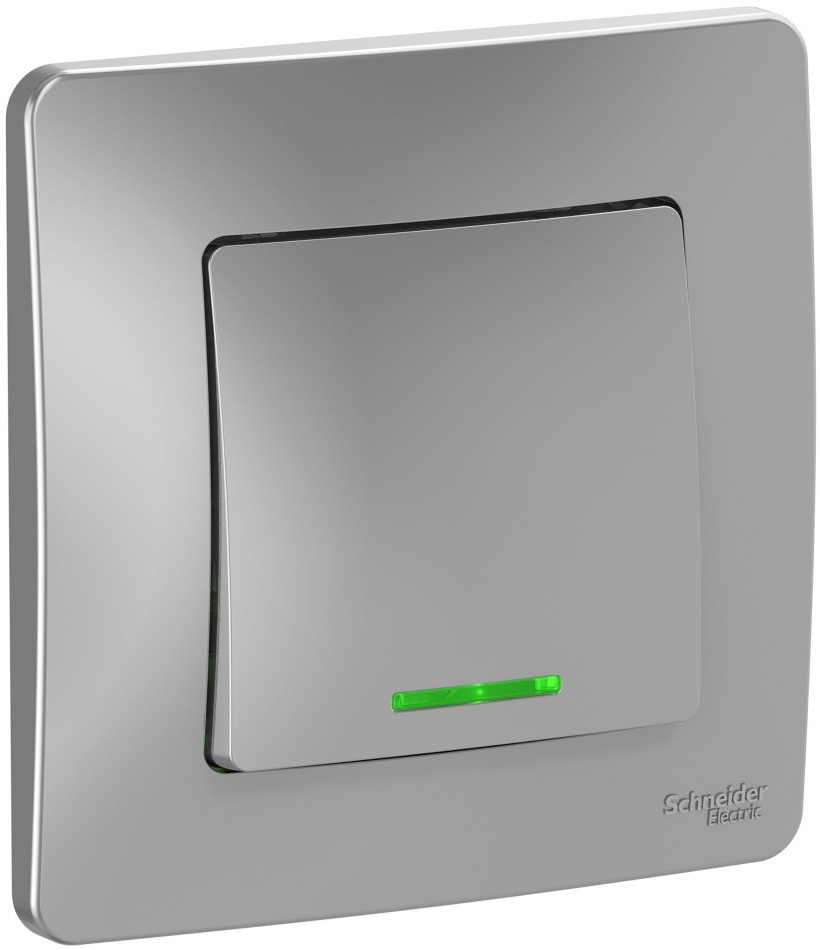 Выключатель встраиваемый одноклавишный с подсветкой (алюминий) Systeme Electric BLNVS010613